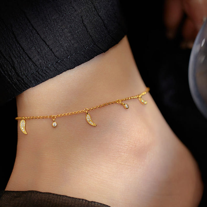 Buddha Stones 925 Srebro Sterling Cyrkon Mały Pieprz Charm Ochrona Anklet - image 3