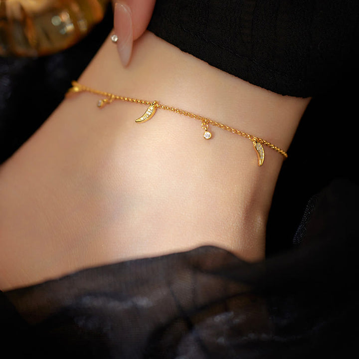 Buddha Stones 925 Srebro Sterling Cyrkon Mały Pieprz Charm Ochrona Anklet - image 4