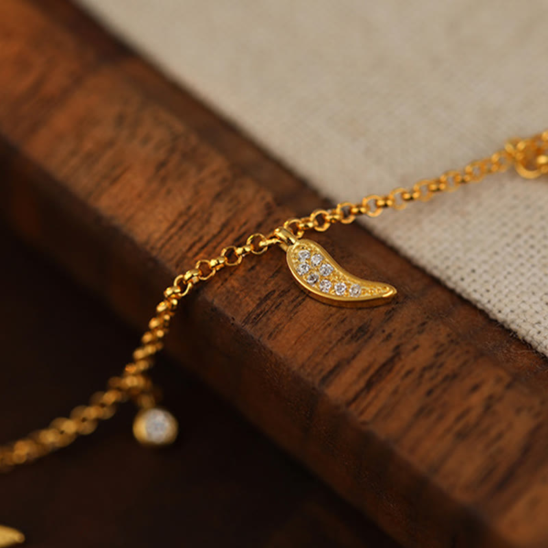 Buddha Stones 925 Srebro Sterling Cyrkon Mały Pieprz Charm Ochrona Anklet - image 6