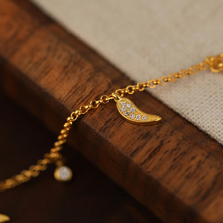 Buddha Stones 925 Srebro Sterling Cyrkon Mały Pieprz Charm Ochrona Anklet - image 6