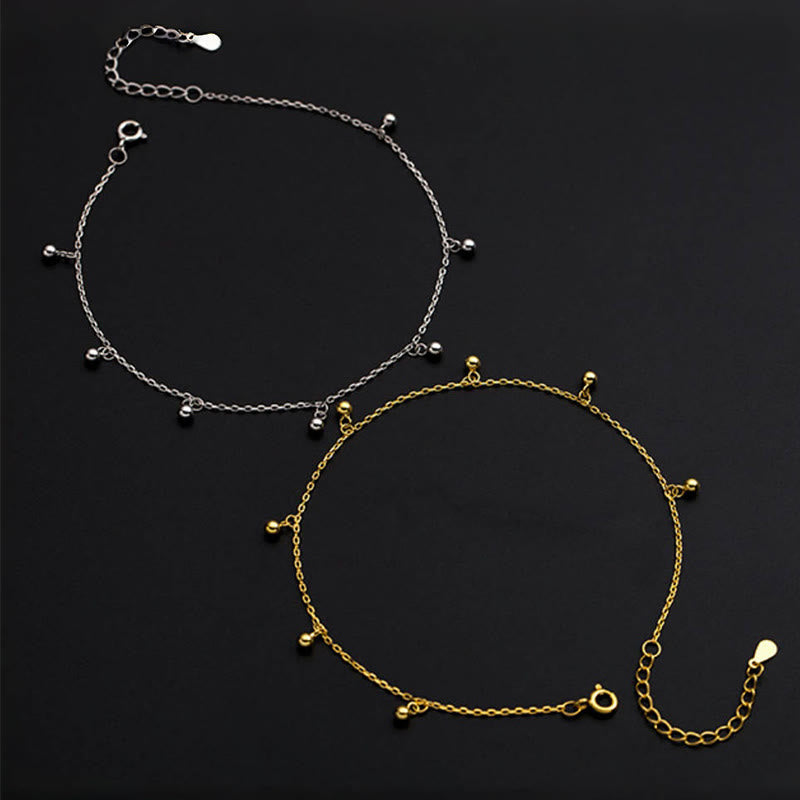 Buddha Stones 925 Srebro Małe Koraliki Charm Błogosławieństwo Anklet