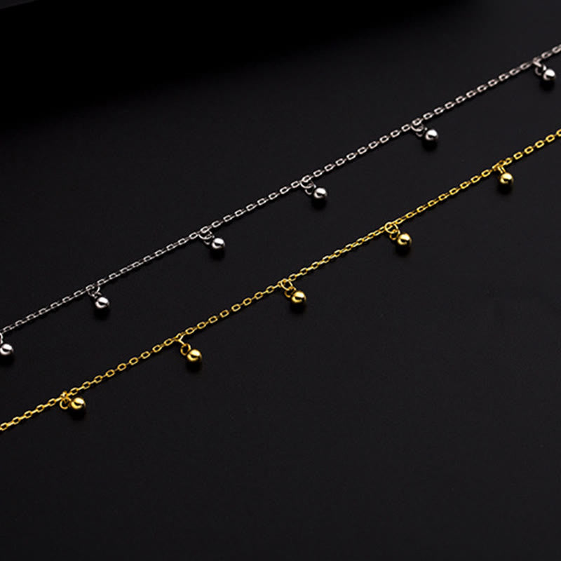 Buddha Stones 925 Srebro Małe Koraliki Charm Błogosławieństwo Anklet