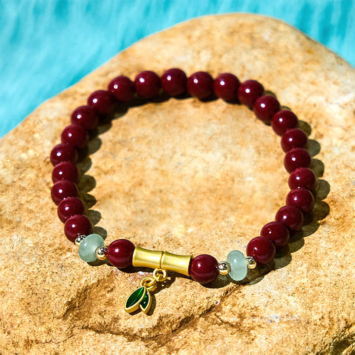 Bransoletka koncentracyjna z Buddha Stones z cynobru i bambusa