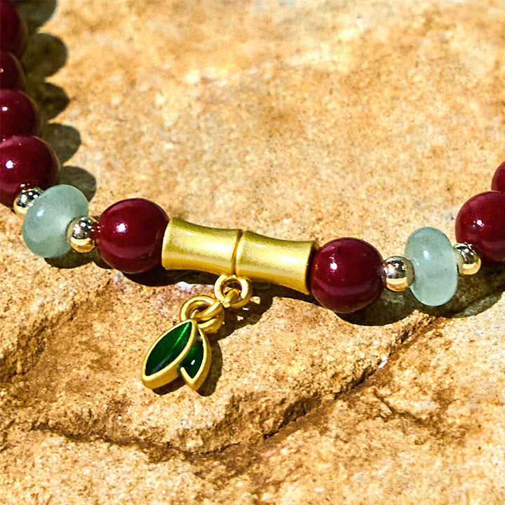 Bransoletka koncentracyjna z Buddha Stones z cynobru i bambusa