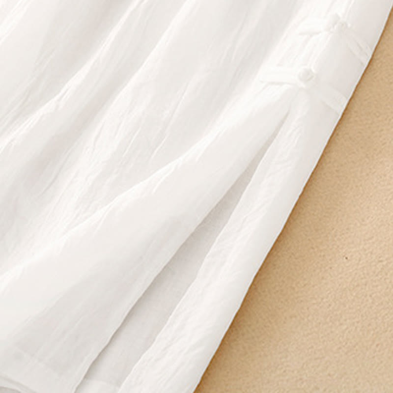 Buddha Stones, swobodne, jednokolorowe, chińskie, żabie guziki, bawełniane, lniane, damskie, szerokie spodnie nogawki - image 5