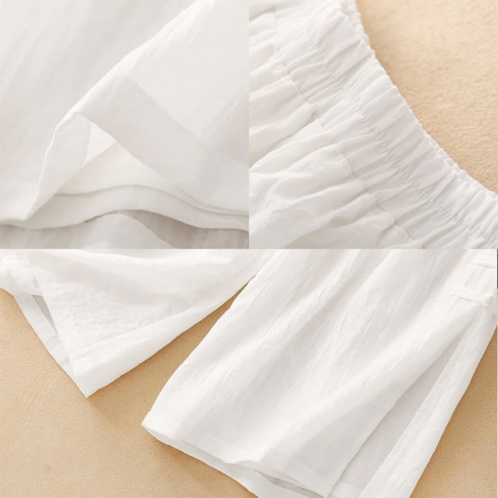 Buddha Stones, swobodne, jednokolorowe, chińskie, żabie guziki, bawełniane, lniane, damskie, szerokie spodnie nogawki - image 8