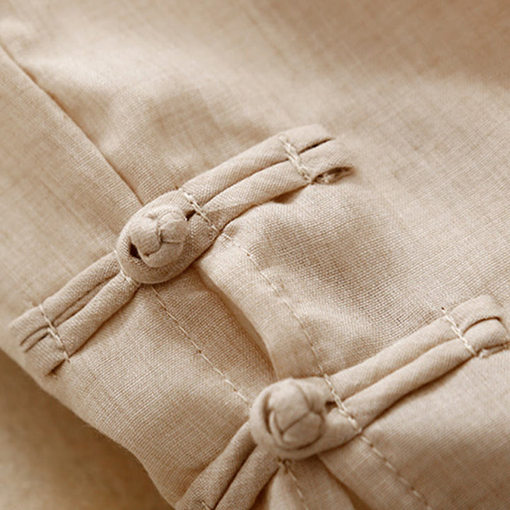 Buddha Stones, swobodne, jednokolorowe, chińskie, żabie guziki, bawełniane, lniane, damskie, szerokie spodnie nogawki - image 14