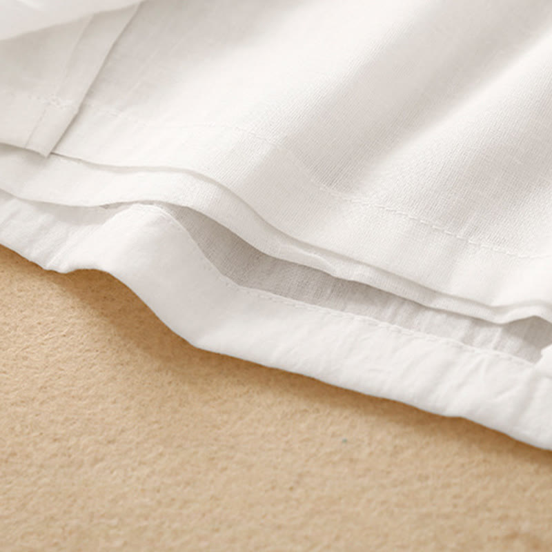 Buddha Stones, swobodne, jednokolorowe, chińskie, żabie guziki, bawełniane, lniane, damskie, szerokie spodnie nogawki - image 7