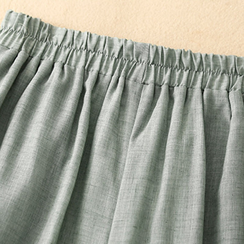 Buddha Stones, swobodne, jednokolorowe, chińskie, żabie guziki, bawełniane, lniane, damskie, szerokie spodnie nogawki - image 18