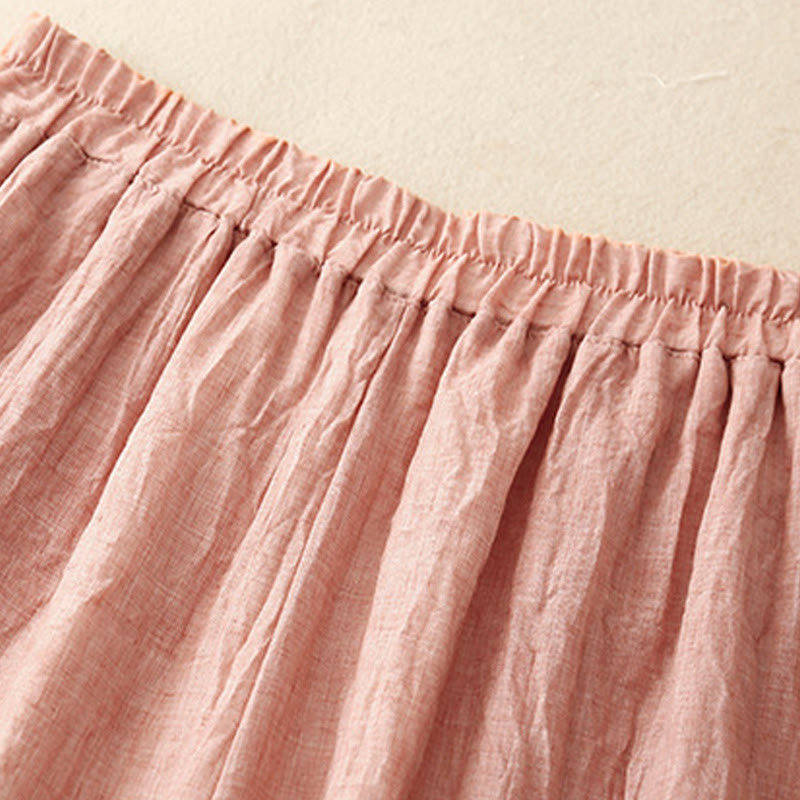 Buddha Stones, swobodne, jednokolorowe, chińskie, żabie guziki, bawełniane, lniane, damskie, szerokie spodnie nogawki - image 1