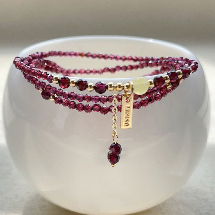 Bransoletka Buddha Stones Small Natural Garnet Passion Triple Wrap