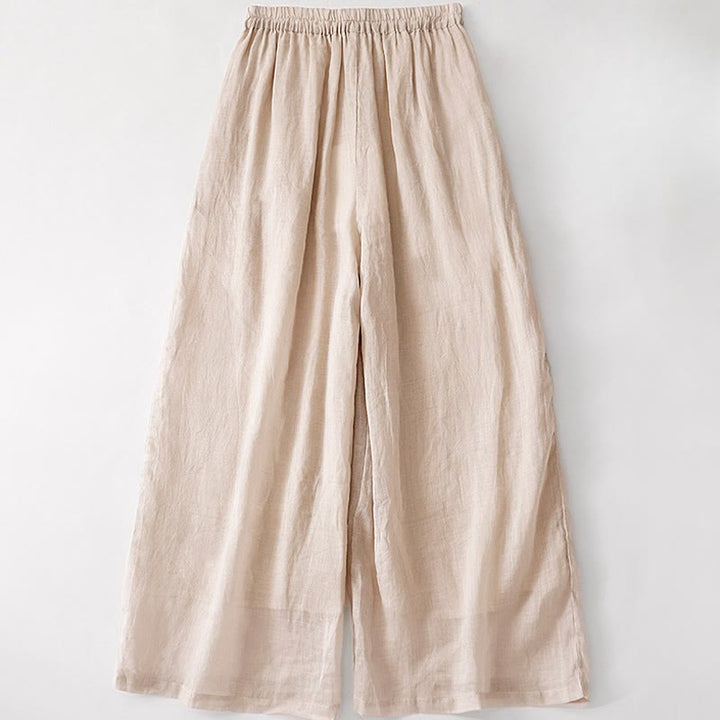 Kamienie Buddha Stones Letnie Haftowane Podwójna Warstwa Bawełny Lnianej Damskie Szerokie Spodnie Nogawki Z Kieszeniami - image 17