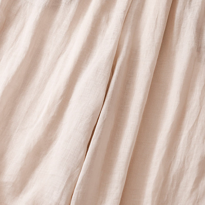 Kamienie Buddha Stones Letnie Haftowane Podwójna Warstwa Bawełny Lnianej Damskie Szerokie Spodnie Nogawki Z Kieszeniami - image 21