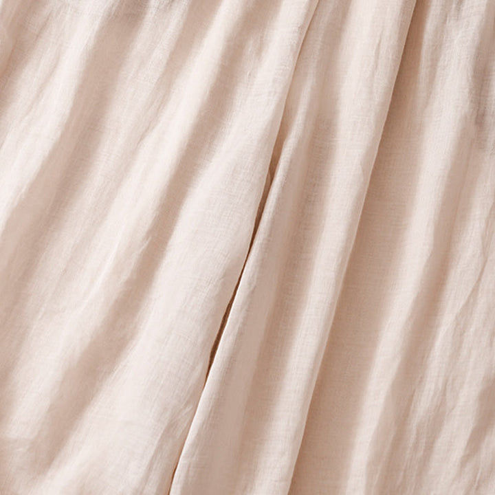 Kamienie Buddha Stones Letnie Haftowane Podwójna Warstwa Bawełny Lnianej Damskie Szerokie Spodnie Nogawki Z Kieszeniami - image 21