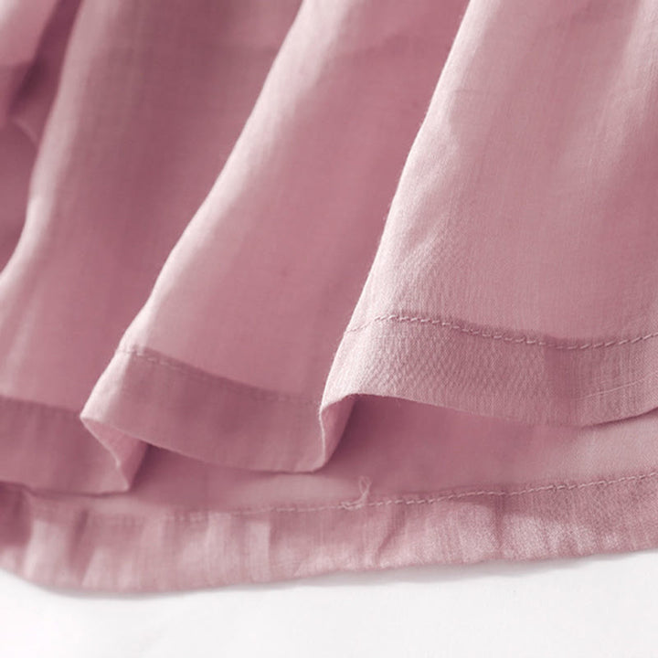 Kamienie Buddha Stones Letnie Haftowane Podwójna Warstwa Bawełny Lnianej Damskie Szerokie Spodnie Nogawki Z Kieszeniami