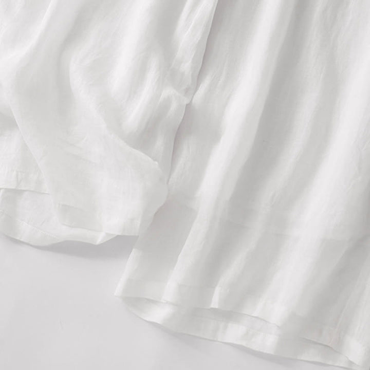 Kamienie Buddha Stones Letnie Haftowane Podwójna Warstwa Bawełny Lnianej Damskie Szerokie Spodnie Nogawki Z Kieszeniami