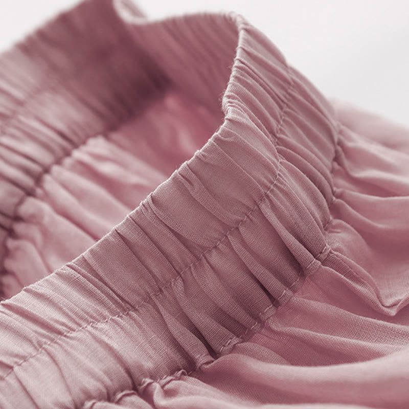 Kamienie Buddha Stones Letnie Haftowane Podwójna Warstwa Bawełny Lnianej Damskie Szerokie Spodnie Nogawki Z Kieszeniami - image 10