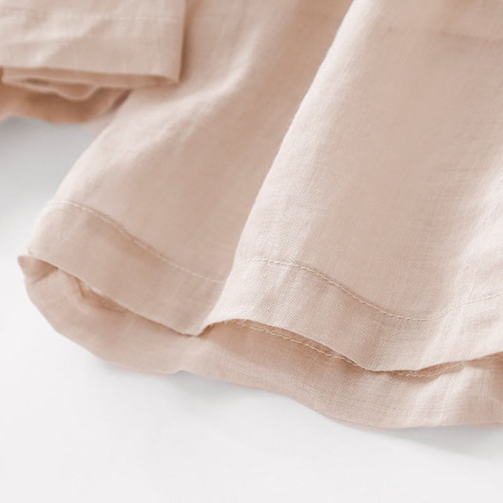 Kamienie Buddha Stones Letnie Haftowane Podwójna Warstwa Bawełny Lnianej Damskie Szerokie Spodnie Nogawki Z Kieszeniami - image 23