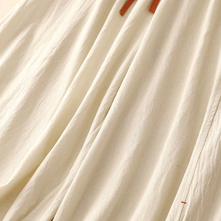 Buddha Stones, swobodny, prosty design, ściągacz, dzielona bawełna, len, damskie, szerokie nogawki, z kieszeniami - image 10