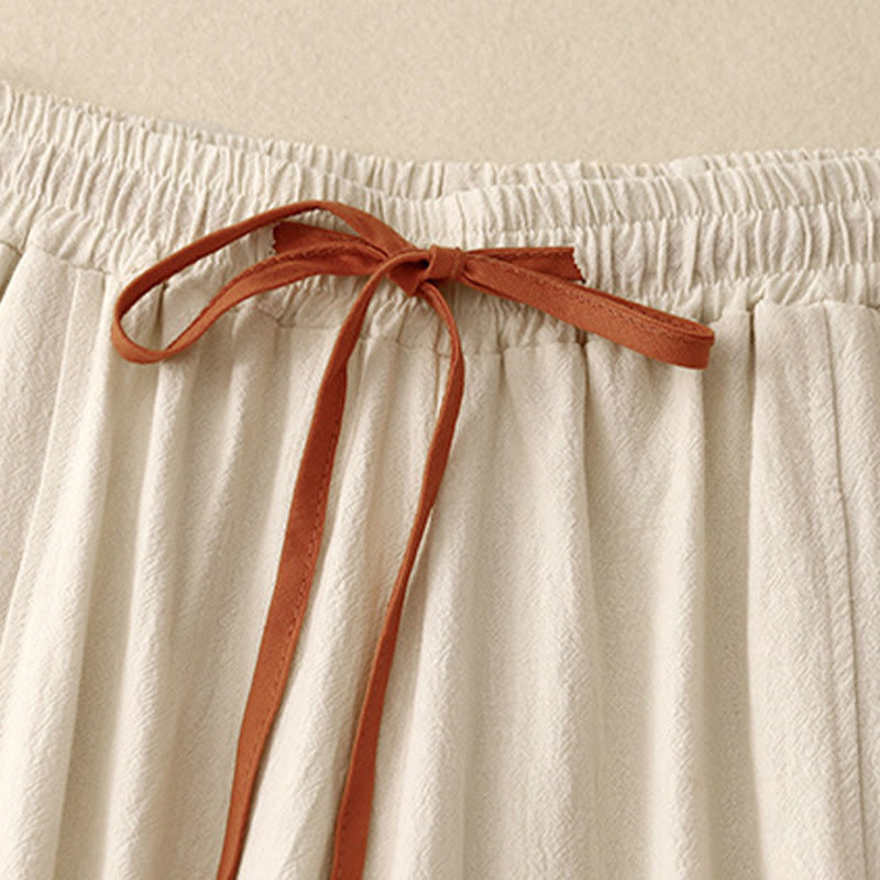 Buddha Stones, swobodny, prosty design, ściągacz, dzielona bawełna, len, damskie, szerokie nogawki, z kieszeniami - image 7