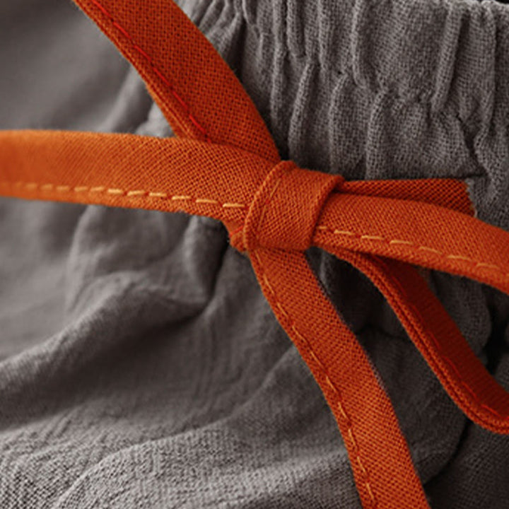 Buddha Stones, swobodny, prosty design, ściągacz, dzielona bawełna, len, damskie, szerokie nogawki, z kieszeniami - image 17