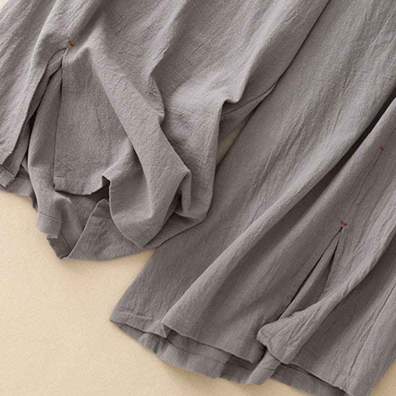 Buddha Stones, swobodny, prosty design, ściągacz, dzielona bawełna, len, damskie, szerokie nogawki, z kieszeniami - image 19