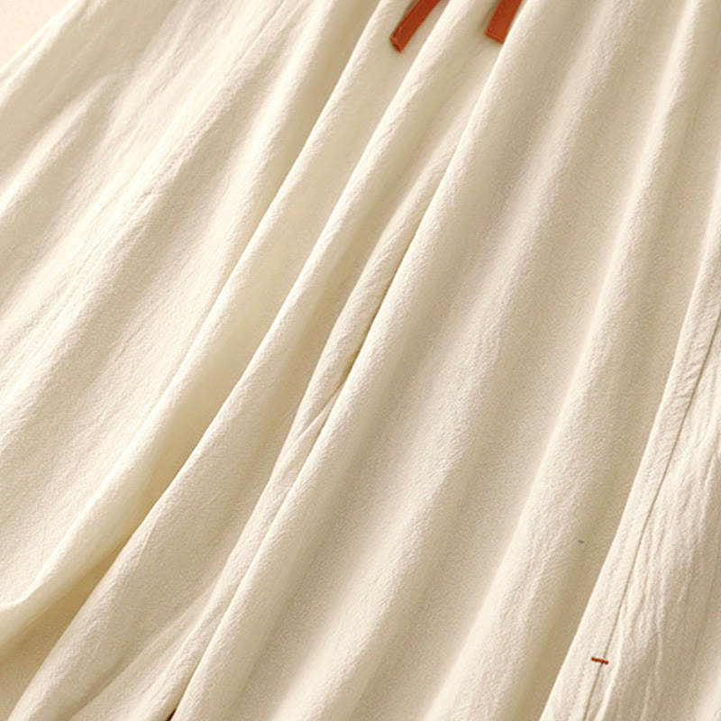 Buddha Stones, swobodny, prosty design, ściągacz, dzielona bawełna, len, damskie, szerokie nogawki, z kieszeniami - image 10