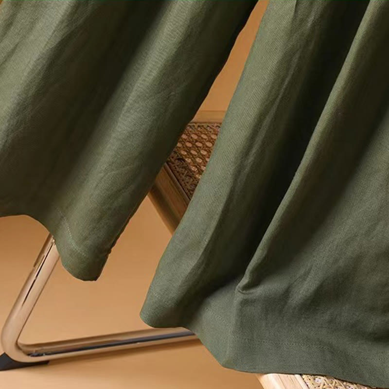 Buddha Stones Letnie swobodne, czyste kolory, 7-8 długości, bawełna, len, damskie, szerokie nogawki - image 7