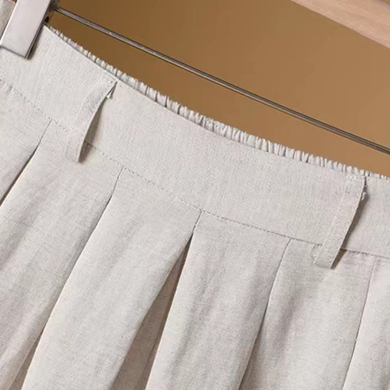 Buddha Stones Letnie swobodne, czyste kolory, 7-8 długości, bawełna, len, damskie, szerokie nogawki - image 10