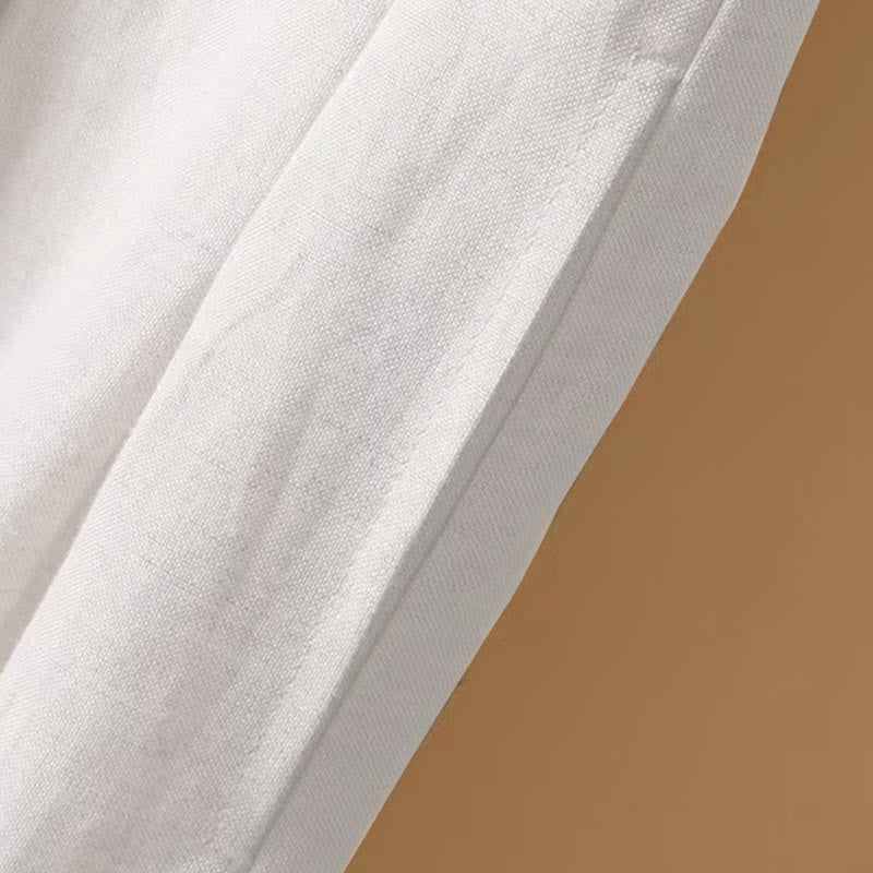 Buddha Stones Letnie swobodne, czyste kolory, 7-8 długości, bawełna, len, damskie, szerokie nogawki - image 12