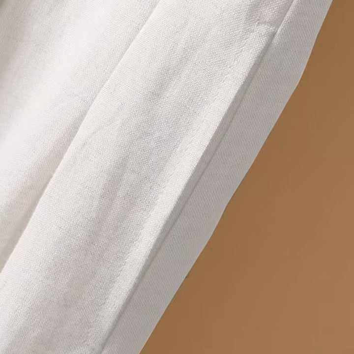 Buddha Stones Letnie swobodne, czyste kolory, 7-8 długości, bawełna, len, damskie, szerokie nogawki - image 12