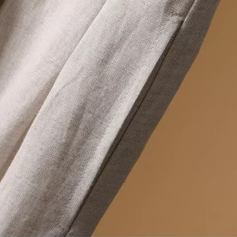 Buddha Stones Letnie swobodne, czyste kolory, 7-8 długości, bawełna, len, damskie, szerokie nogawki - image 23