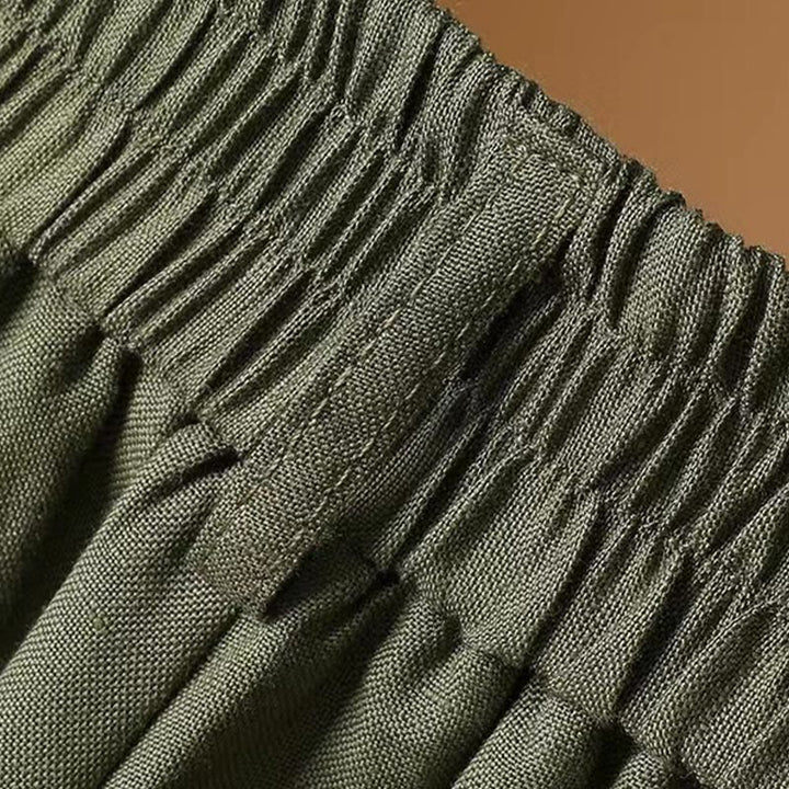 Buddha Stones Letnie swobodne, czyste kolory, 7-8 długości, bawełna, len, damskie, szerokie nogawki - image 4