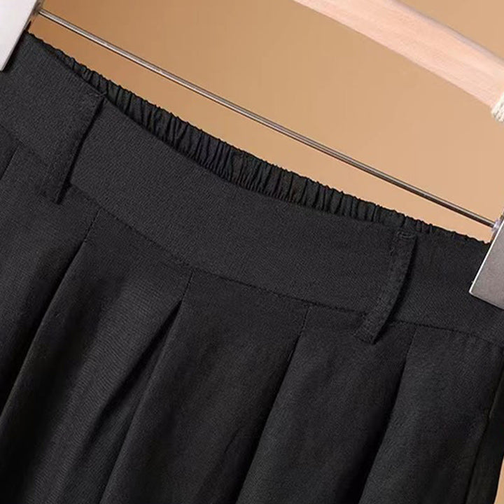 Buddha Stones Letnie swobodne, czyste kolory, 7-8 długości, bawełna, len, damskie, szerokie nogawki - image 19