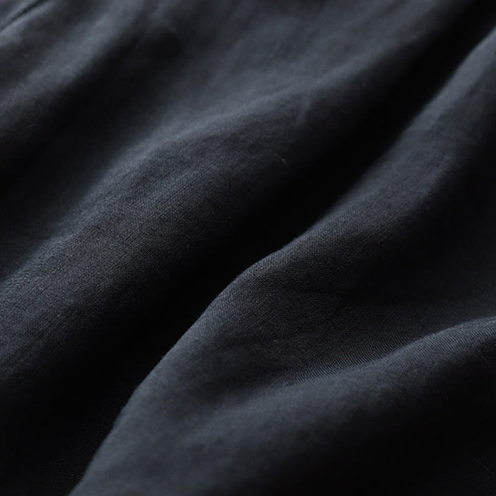 Buddha Stones Letnie swobodne haftowane kwiaty plisowane suwak guzik bawełna len damskie szorty z kieszeniami - image 19