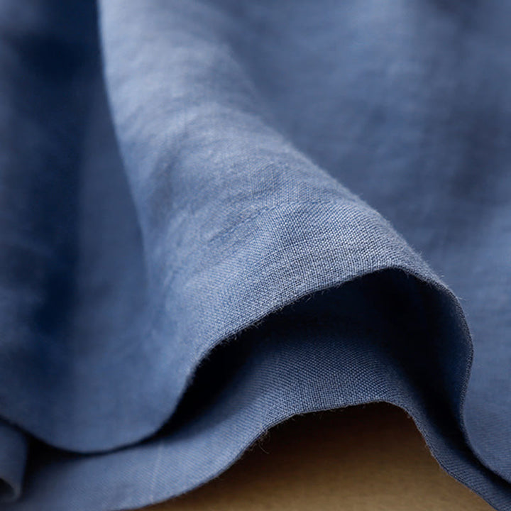 Buddha Stones Letnie swobodne haftowane kwiaty plisowane suwak guzik bawełna len damskie szorty z kieszeniami - image 2