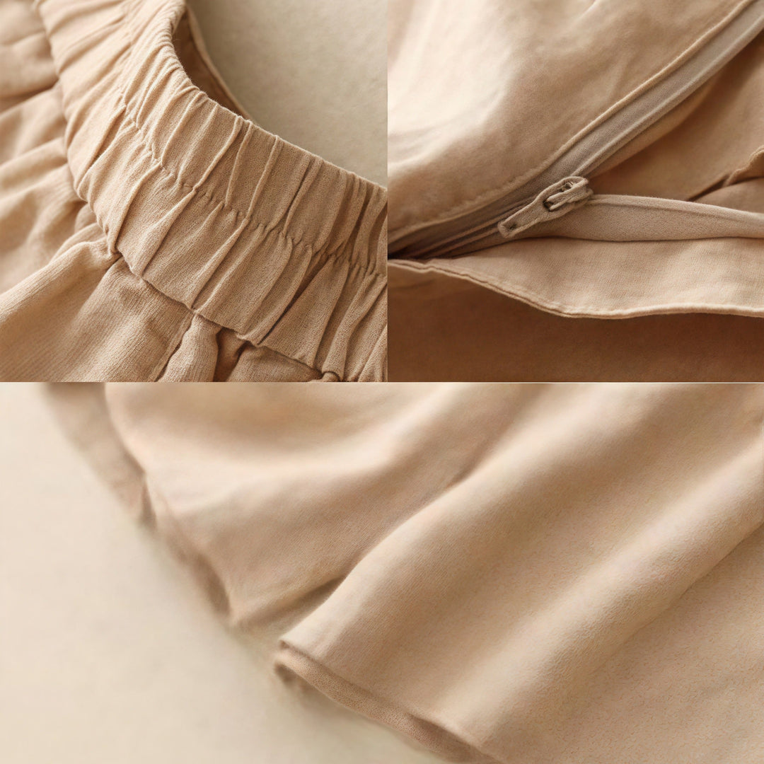 Buddha Stones Letnie swobodne haftowane kwiaty plisowane suwak guzik bawełna len damskie szorty z kieszeniami - image 26