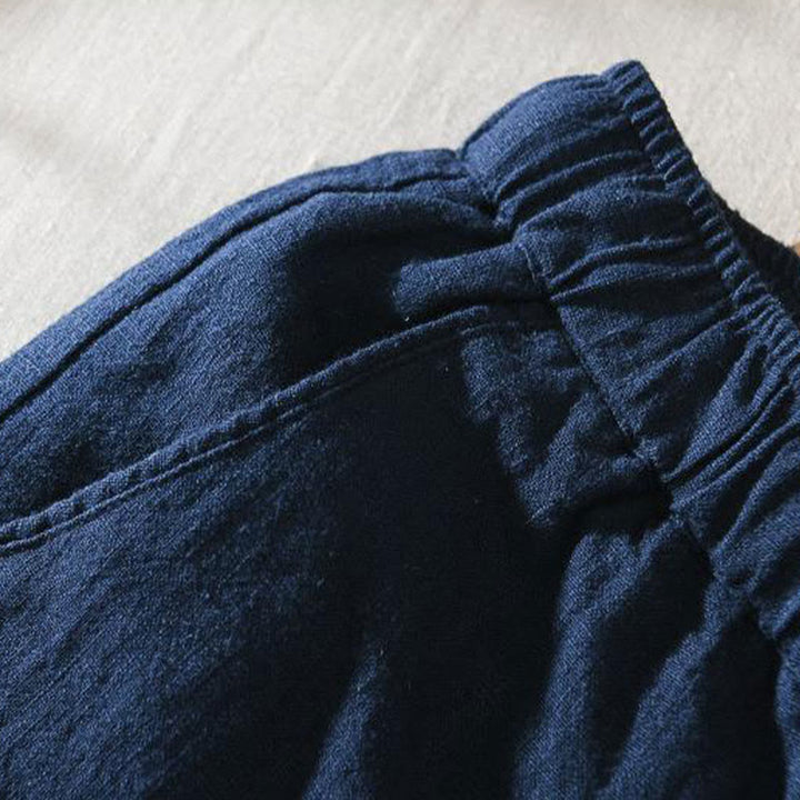 Buddha Stones Letnie swobodne spodnie męskie ze ściągaczem Ramie Linen z kieszeniami - image 15