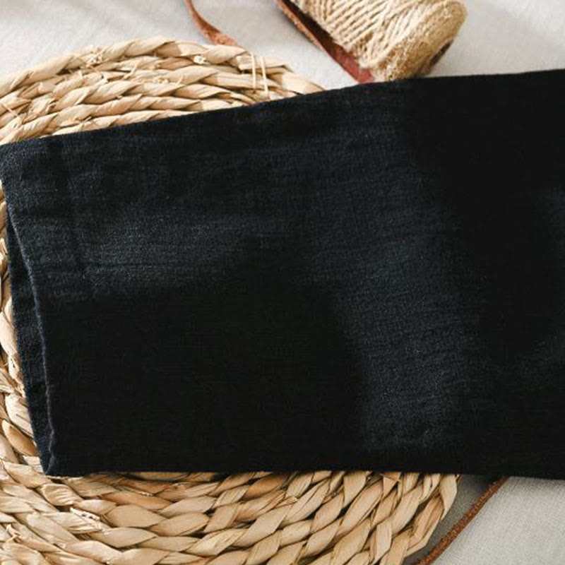 Buddha Stones Letnie swobodne spodnie męskie ze ściągaczem Ramie Linen z kieszeniami - image 12