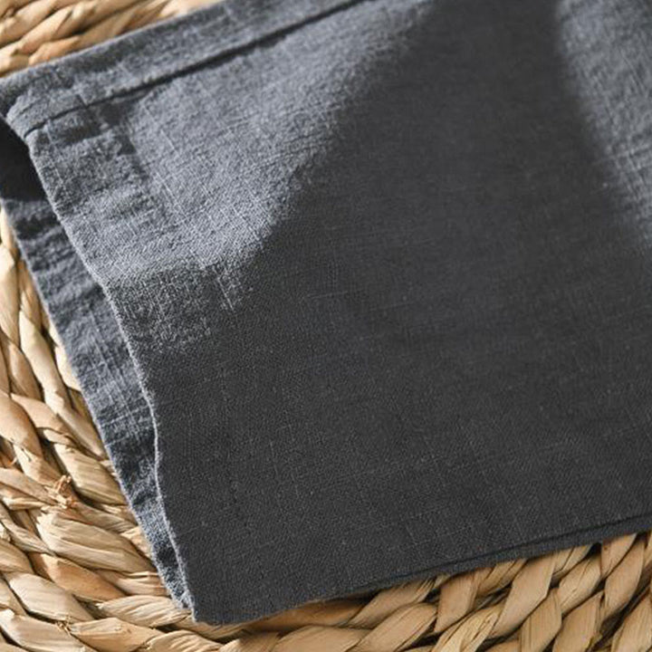 Buddha Stones Letnie swobodne spodnie męskie ze ściągaczem Ramie Linen z kieszeniami - image 2