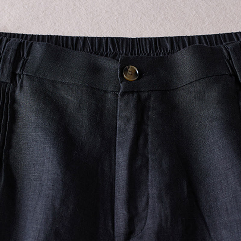 Buddha Stones Letnie Codzienne Proste Zmarszczone Projekty Bawełniane Lniane Damskie Szorty Z Kieszeniami - image 9