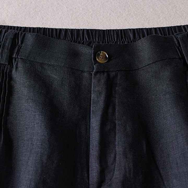 Buddha Stones Letnie Codzienne Proste Zmarszczone Projekty Bawełniane Lniane Damskie Szorty Z Kieszeniami - image 9