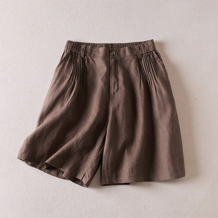 Buddha Stones Letnie Codzienne Proste Zmarszczone Projekty Bawełniane Lniane Damskie Szorty Z Kieszeniami - SaddleBrown - US8-10，UK/AU12-14，EU40-42 (2XL) - image 21