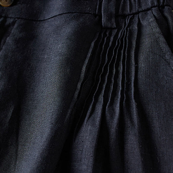 Buddha Stones Letnie Codzienne Proste Zmarszczone Projekty Bawełniane Lniane Damskie Szorty Z Kieszeniami - image 11