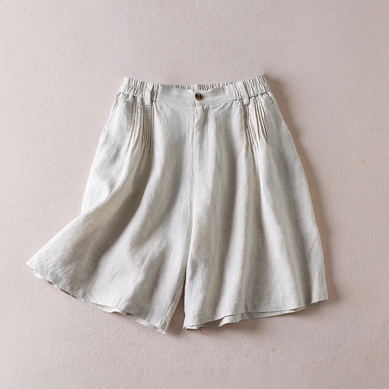 Buddha Stones Letnie Codzienne Proste Zmarszczone Projekty Bawełniane Lniane Damskie Szorty Z Kieszeniami - Gainsboro - US8-10，UK/AU12-14，EU40-42 (2XL) - image 35