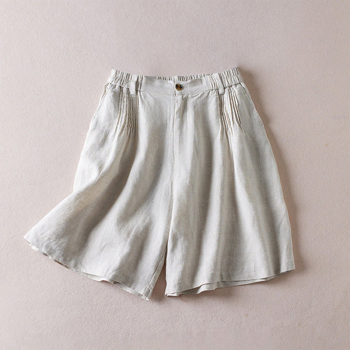 Buddha Stones Letnie Codzienne Proste Zmarszczone Projekty Bawełniane Lniane Damskie Szorty Z Kieszeniami - Gainsboro - US8-10，UK/AU12-14，EU40-42 (2XL) - image 35