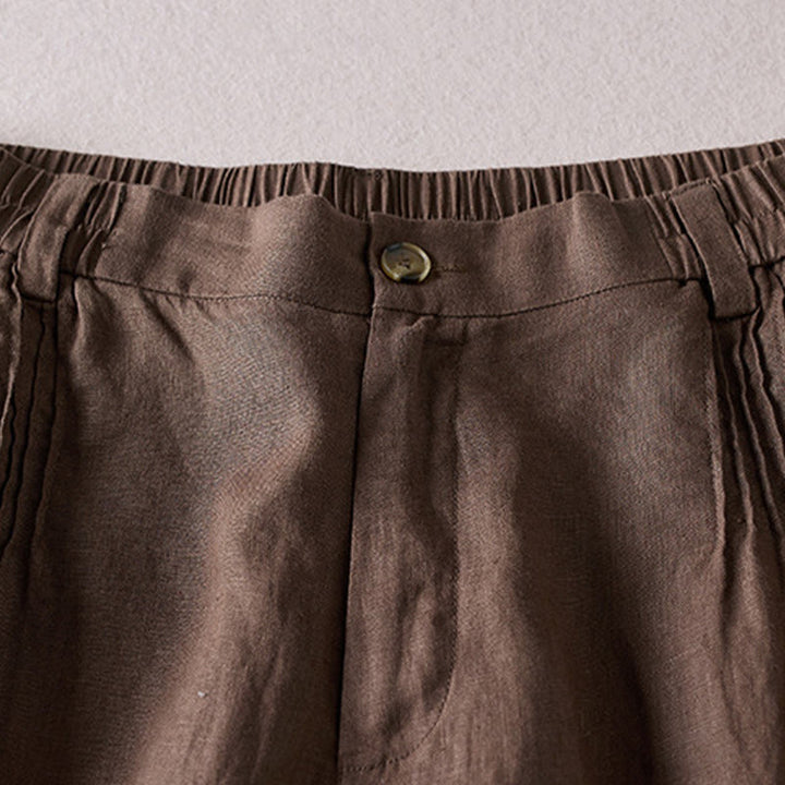 Buddha Stones Letnie Codzienne Proste Zmarszczone Projekty Bawełniane Lniane Damskie Szorty Z Kieszeniami - image 23