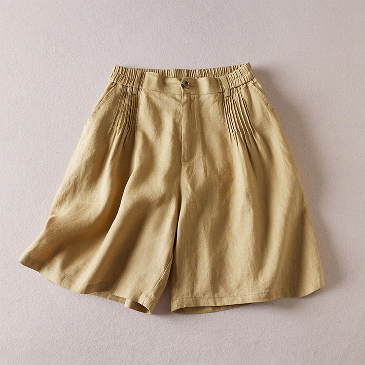 Buddha Stones Letnie Codzienne Proste Zmarszczone Projekty Bawełniane Lniane Damskie Szorty Z Kieszeniami - Khaki - US8-10，UK/AU12-14，EU40-42 (2XL) - image 28
