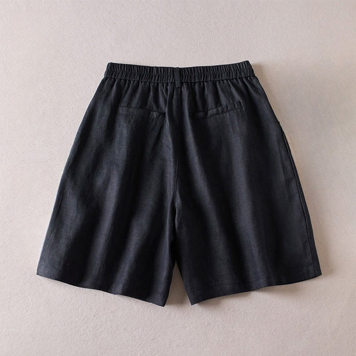 Buddha Stones Letnie Codzienne Proste Zmarszczone Projekty Bawełniane Lniane Damskie Szorty Z Kieszeniami - image 8