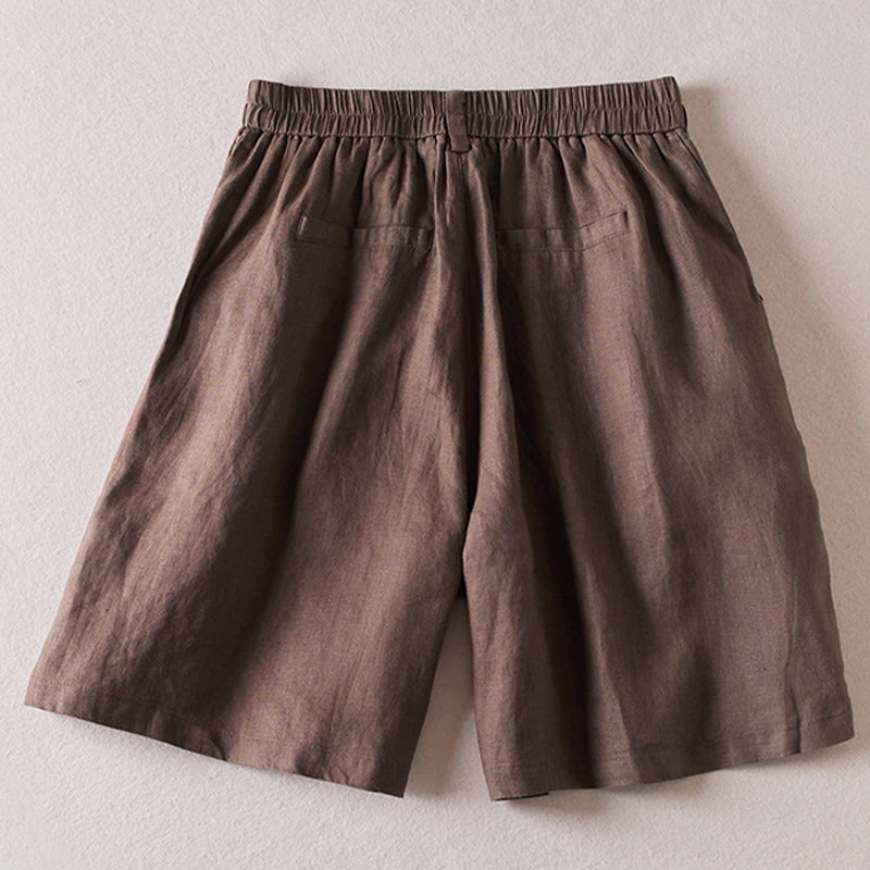 Buddha Stones Letnie Codzienne Proste Zmarszczone Projekty Bawełniane Lniane Damskie Szorty Z Kieszeniami - image 22